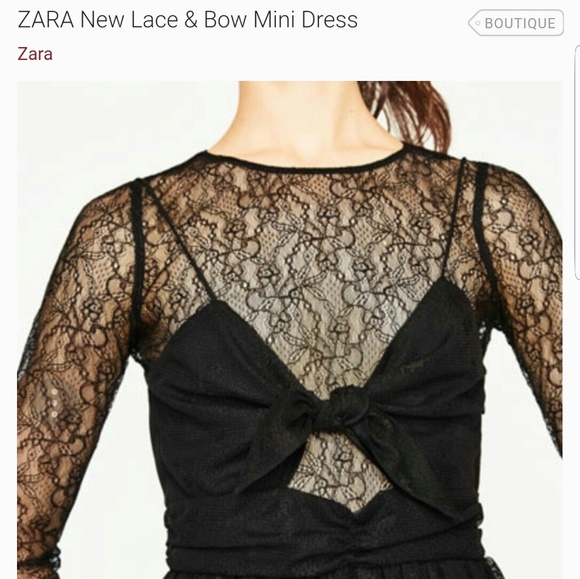 ZARA LACE & BOW MINI DRESS - Picture 3 of 4